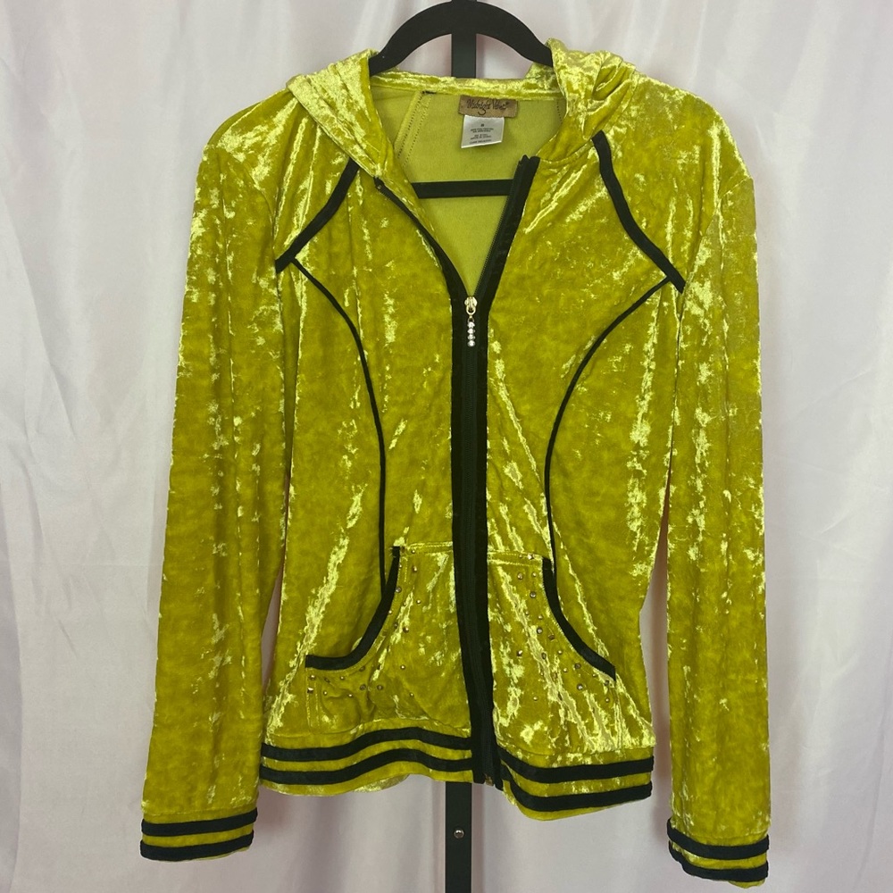Midnight Velvet Bright Yellow Hoodie, size Small